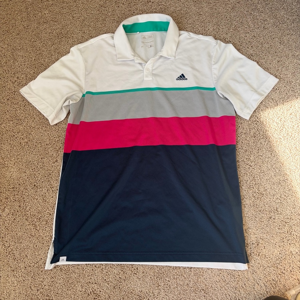 Adidas Men's Multicolor Striped Polo Climacool Size M